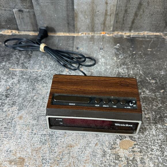 Vintage Retro 1987 Westclox Wood Pattern Alarm Clock Tested Works Mod # 22651 - Picture 1 of 6